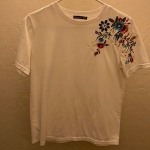 thrifted fitted tee with embroidery